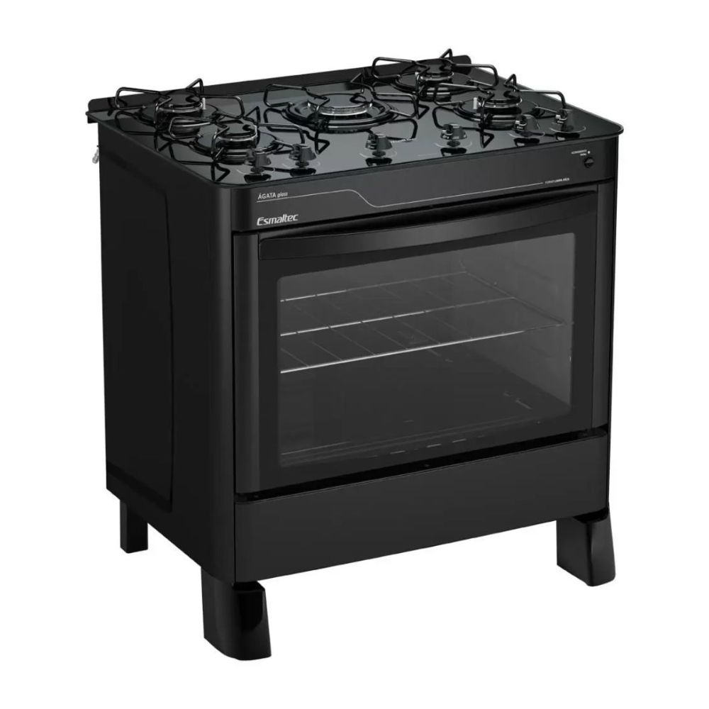 Fogão Esmaltec Agata Glass 5 Bocas 5090 Preto