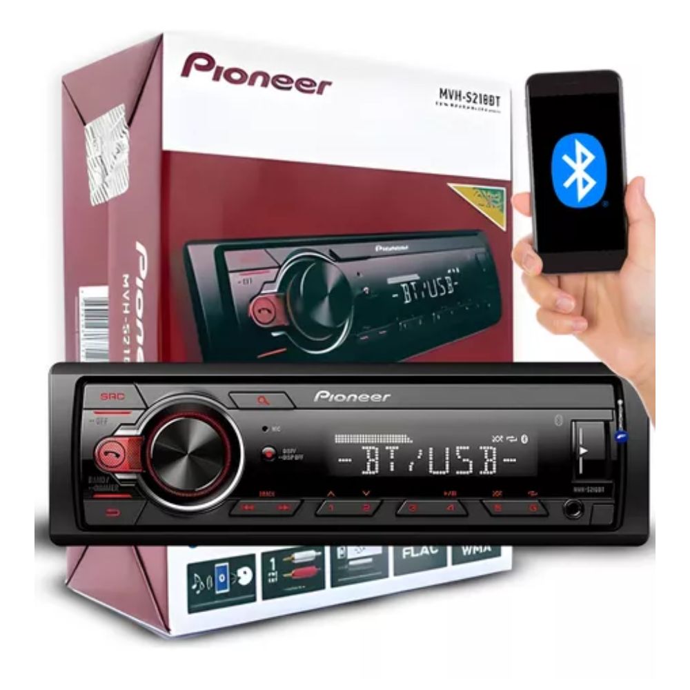 Aperelho De Som Pioneer Mp3 AM/FM/BT/USB/AUX MVH-S218BT