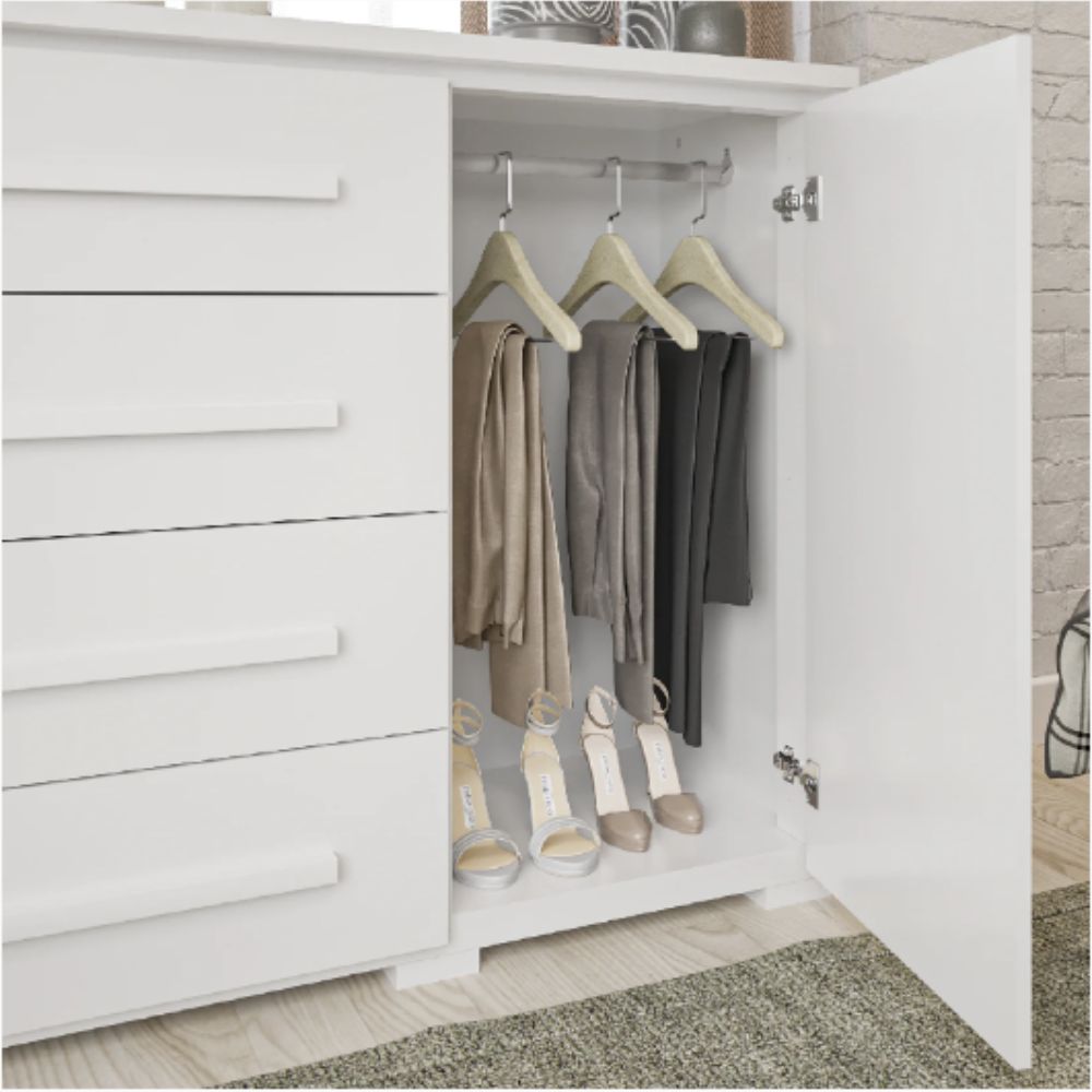 Cômoda Grande Rimo para Quarto 4 Gavetas com Sapateira Angra Jequitibá