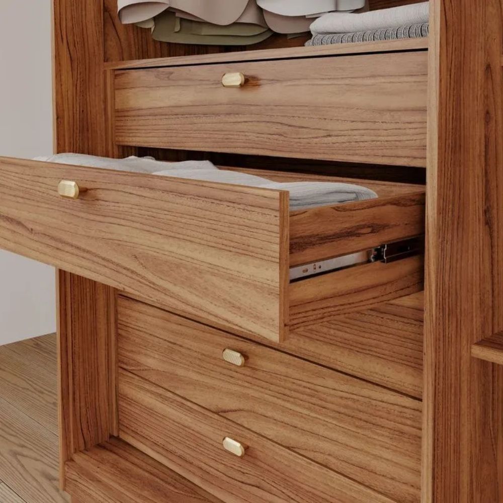 Guarda-Roupa Casal 6 Portas 5 Gavetas Cinamomo/Grafiato Aurora Panan Moveis