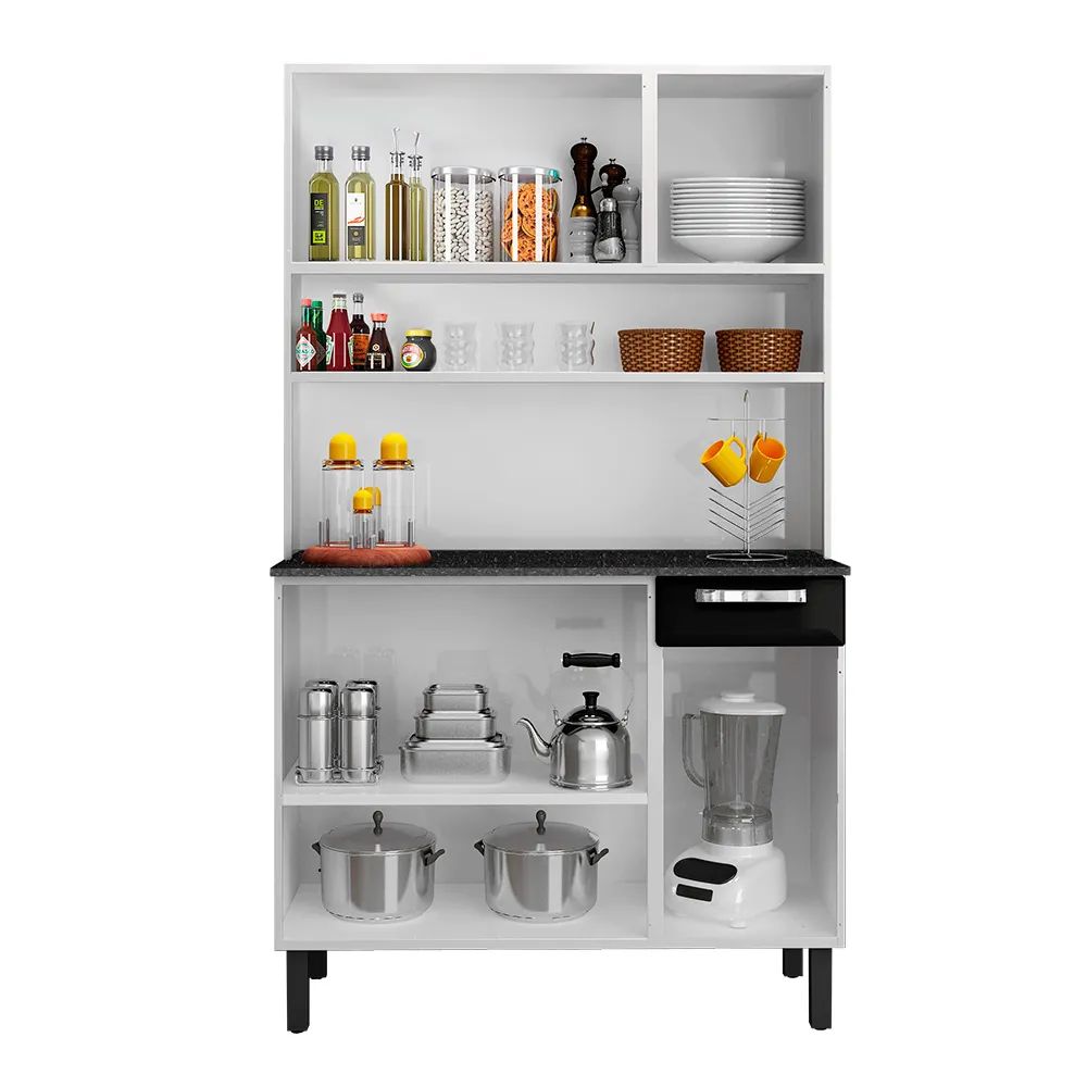 Kit de Cozinha Itatiaia Branco e Preto Rose