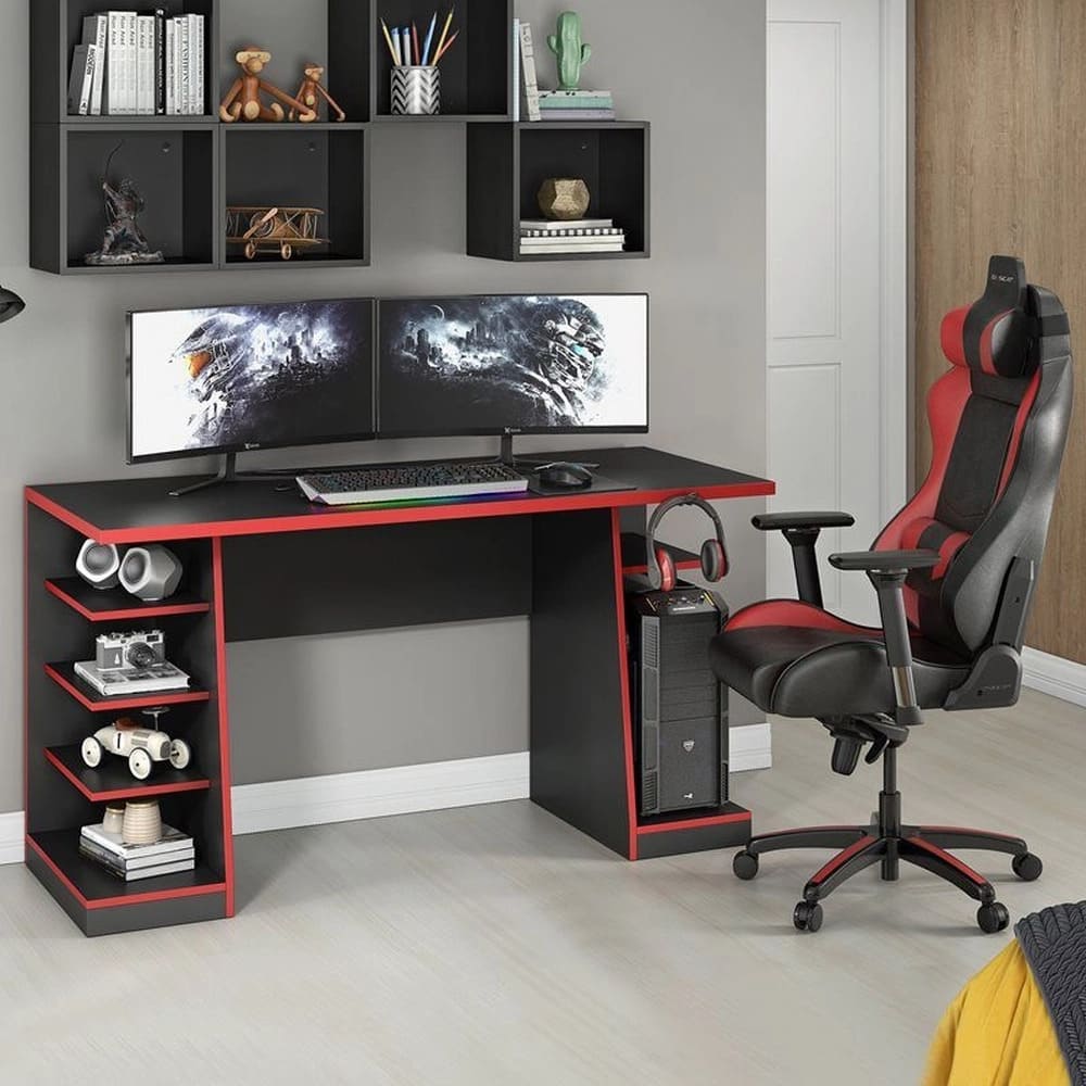 Mesa Notavel Gamer Nt 2065 Ref 175 Preto Tx/ Vermelho