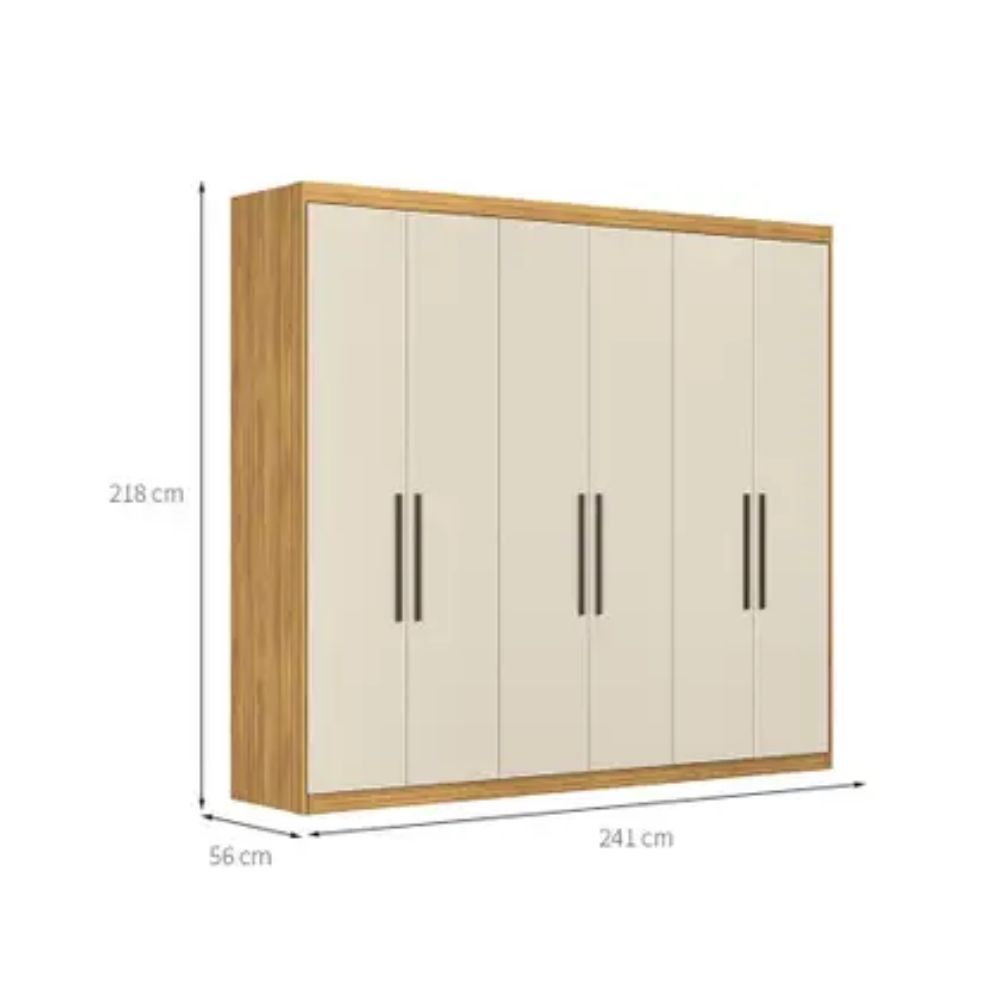 Guarda-Roupa Demobile Casal Venice 6 Portas 4 Gavetas Cinamon e Off White - Modern