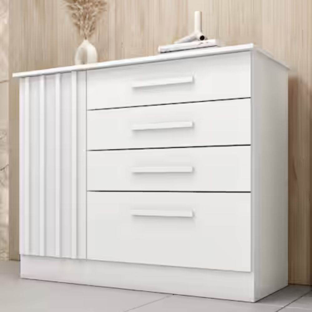 Cômoda Ripada 4 Gavetas 1 Porta Guarani Tcil