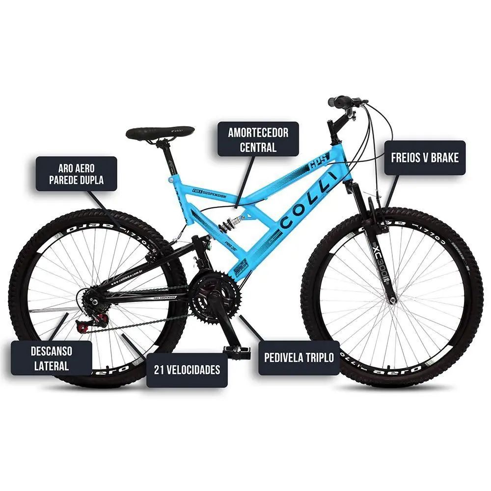 Bicicleta Colli GPS DP Aro 26 21M Azul champanhe