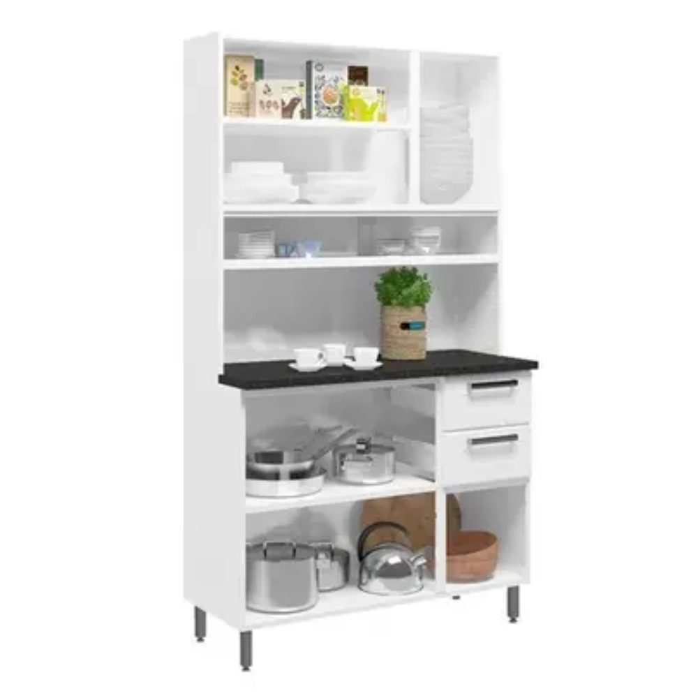 Kit Bertolini Multipla 6145 TPL 6 Portas 3 Gavetas Vidro Branco
