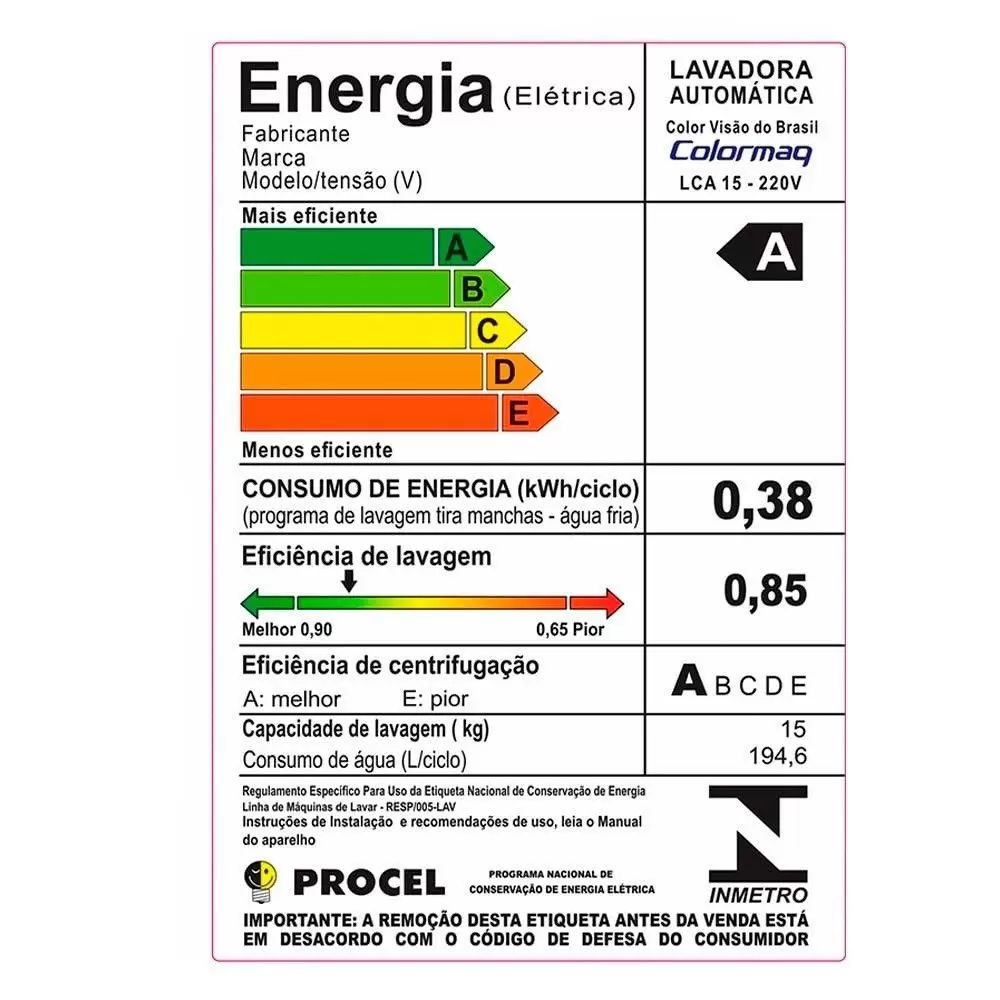 Lavadora Colomarq LCA 15Kg Branca 220V