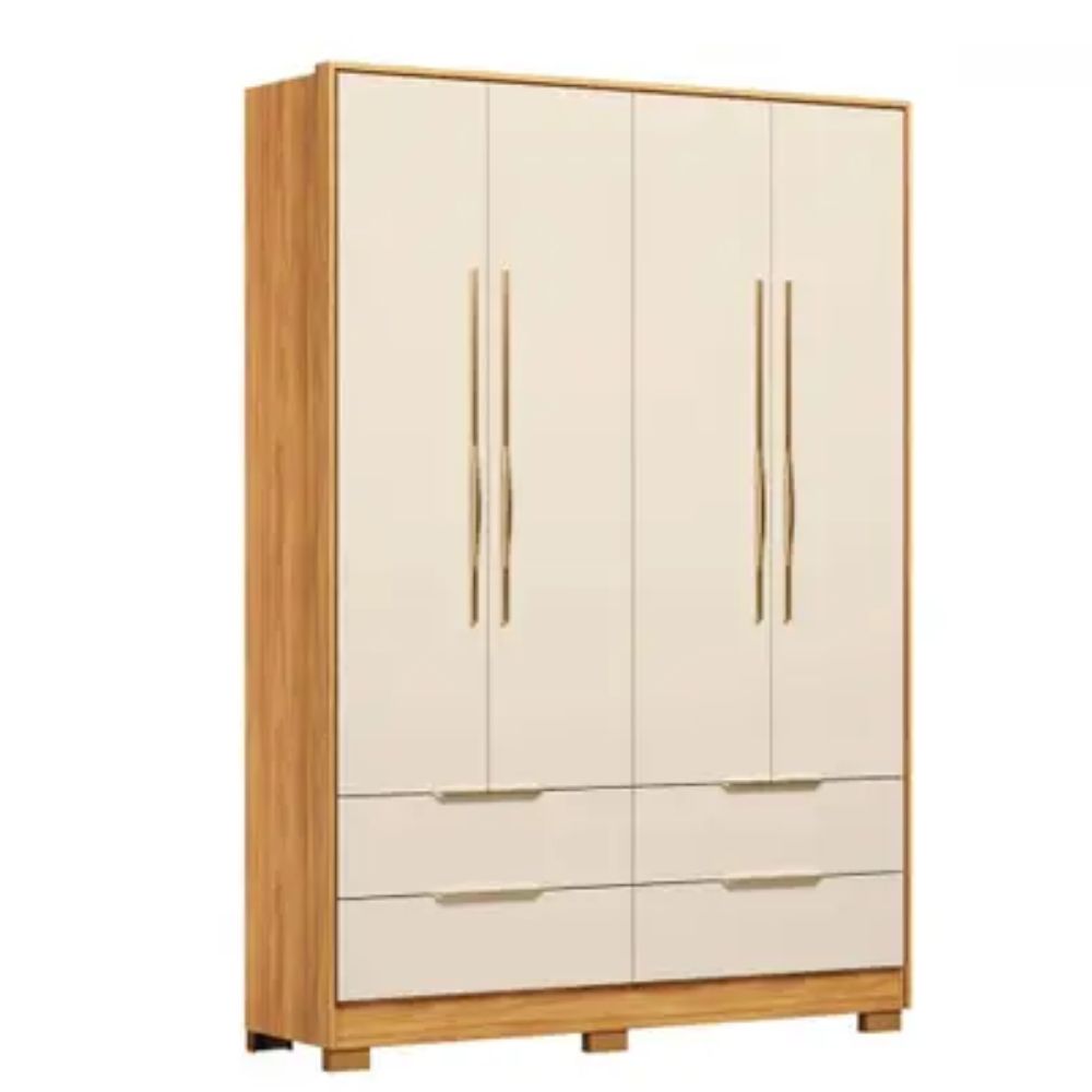 Guarda-Roupa Demóbile Solteiro Domo 4 Portas 4 Gavetas Cinamomo/Off White