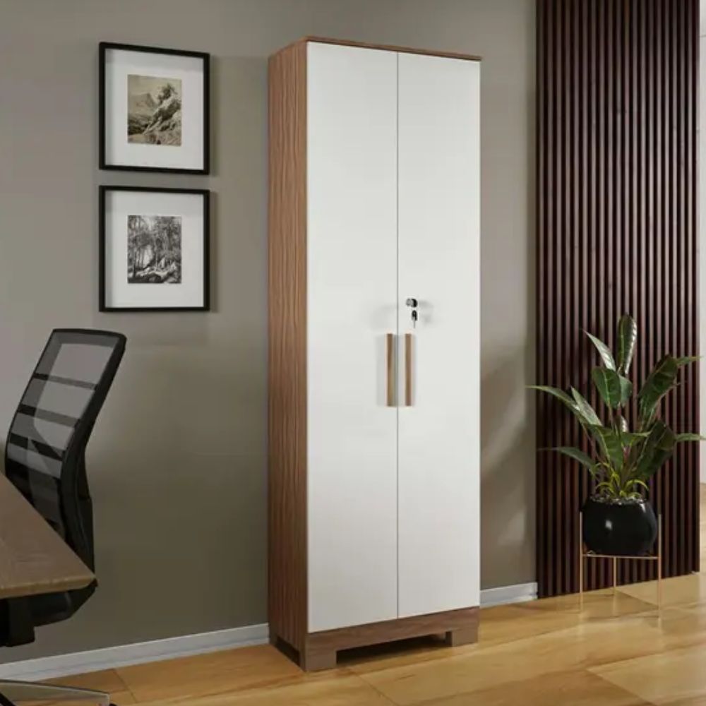 Armário Multiuso Ronipa Bordo 2 Portas Com Chave Servilha e Branco