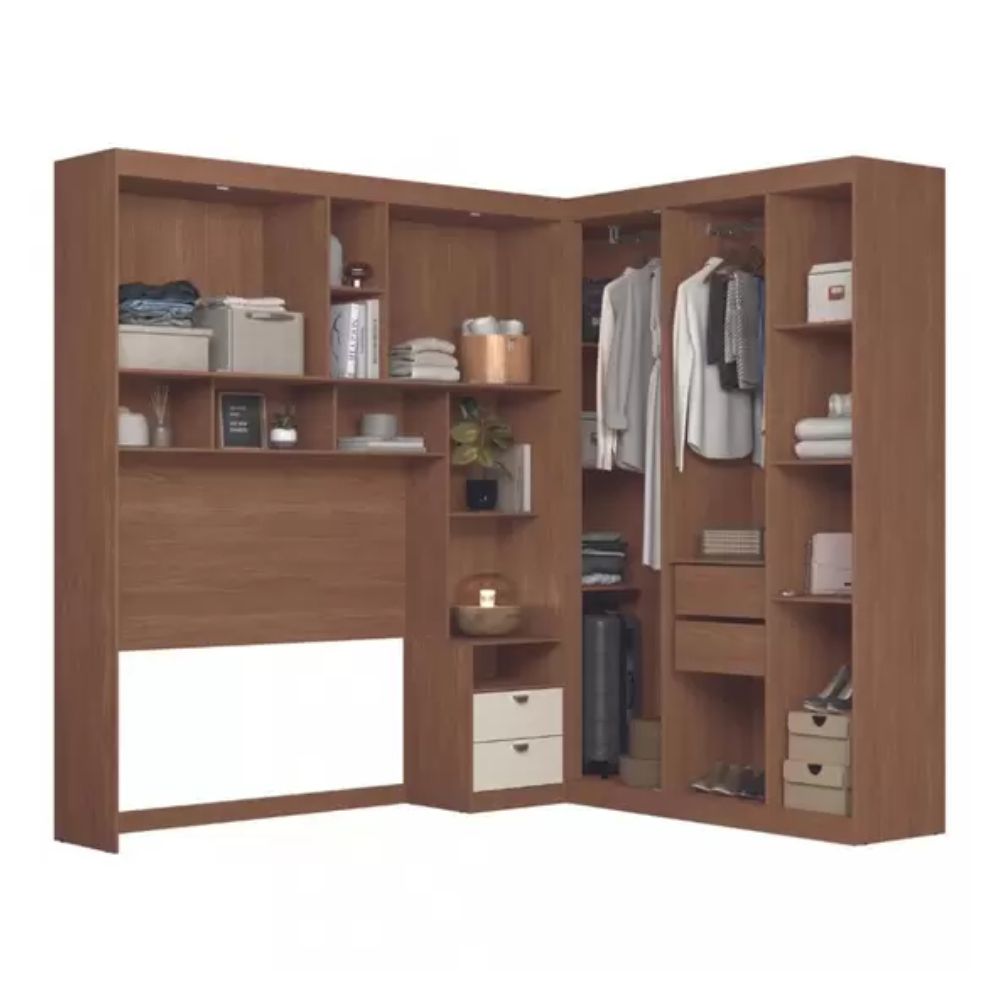Guarda Roupa Quarto Casal 7 Portas 2 Gavetas Lugano Santos Andirá Jatobá/Areia