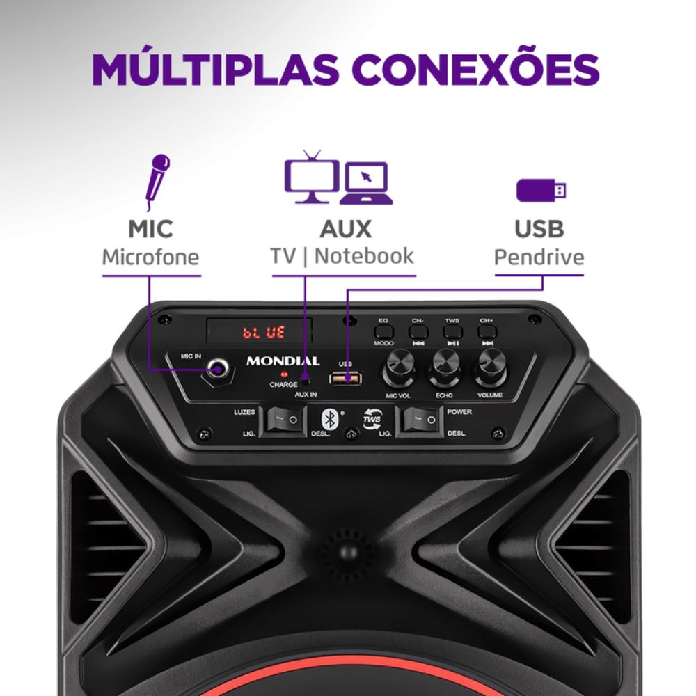 Caixa Amplificada Mondial Connect Party Plus CM-250