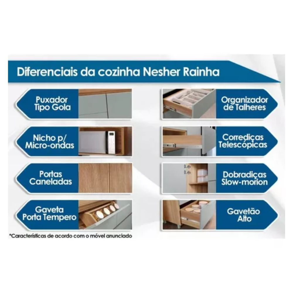 Armário Nesher Aéreo Geladeira Rainha 80cm Nature
