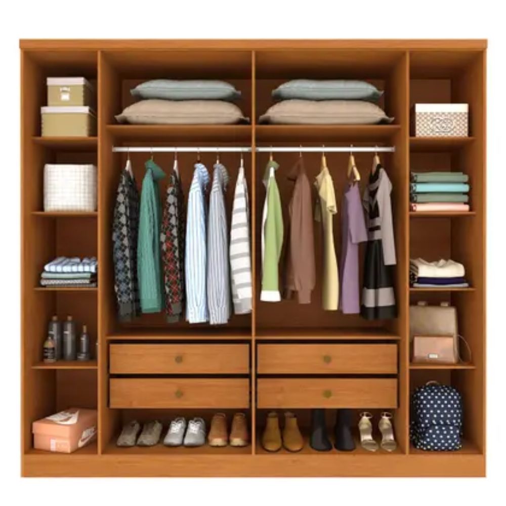 Guarda-Roupa Casal Veneza 6 Portas 4 Gavetas Cinamomo/Off White - Tcil Móveis