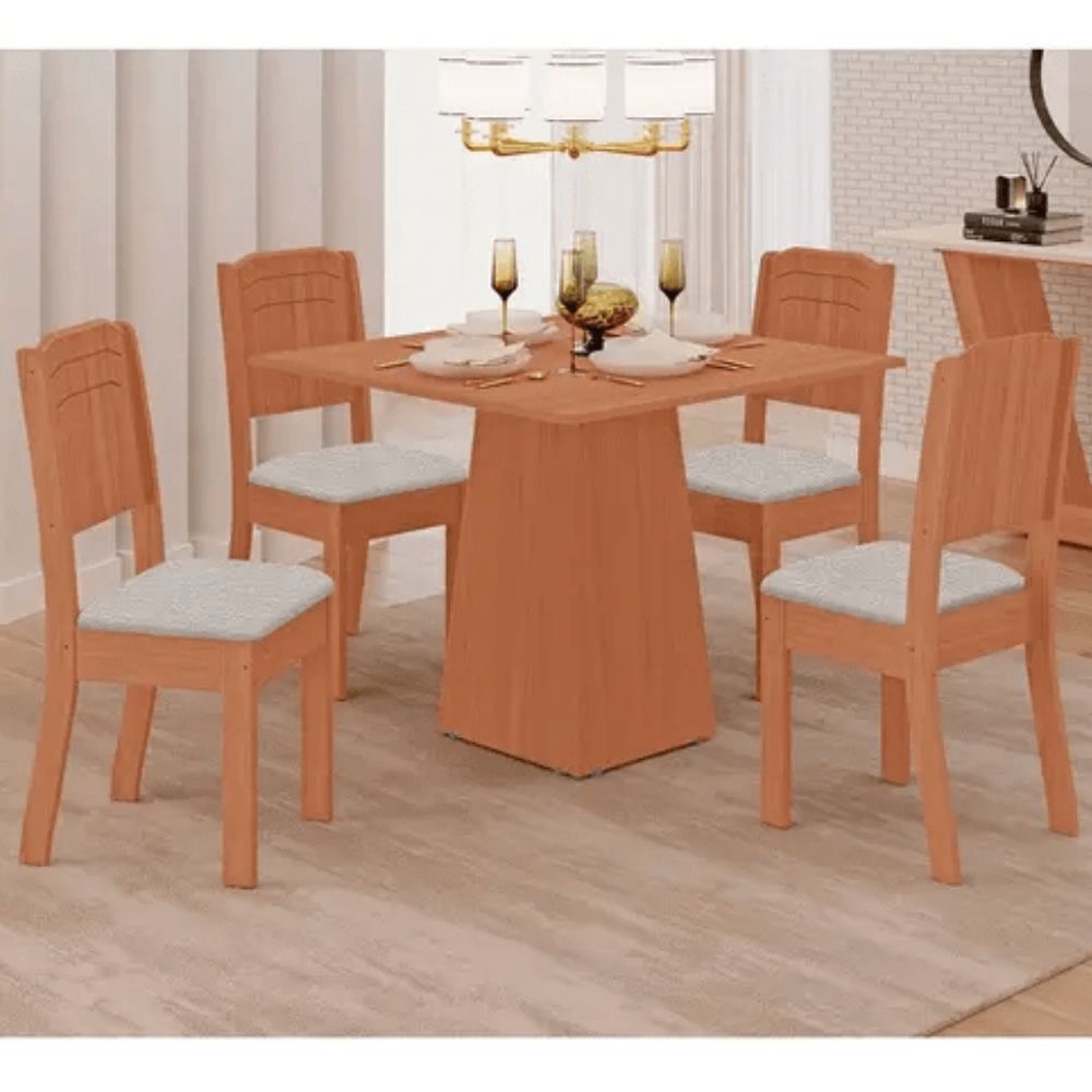 Conjunto de Mesa Star com 4 Cadeiras em MDF Tuboarte