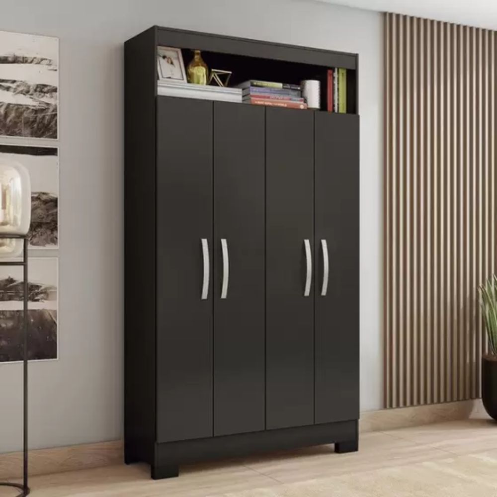 Armário Multiuso 4 Portas NT 4040 Notável Móveis Preto TX