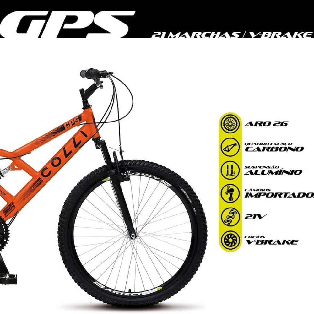 Bicicleta Colli GPS DP Aro 26 21M Laranja Neon
