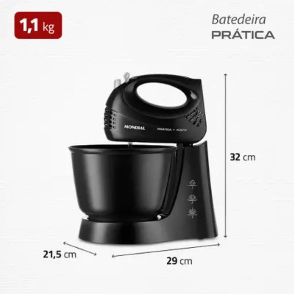 Batedeira Mondial Prática B-44-B 400W Preta