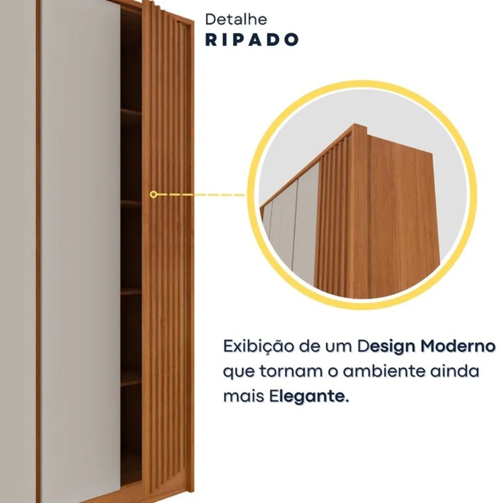 Guarda Roupa Casal 6 portas 6 gavetas Barcelona Ripado Tcil Móveis