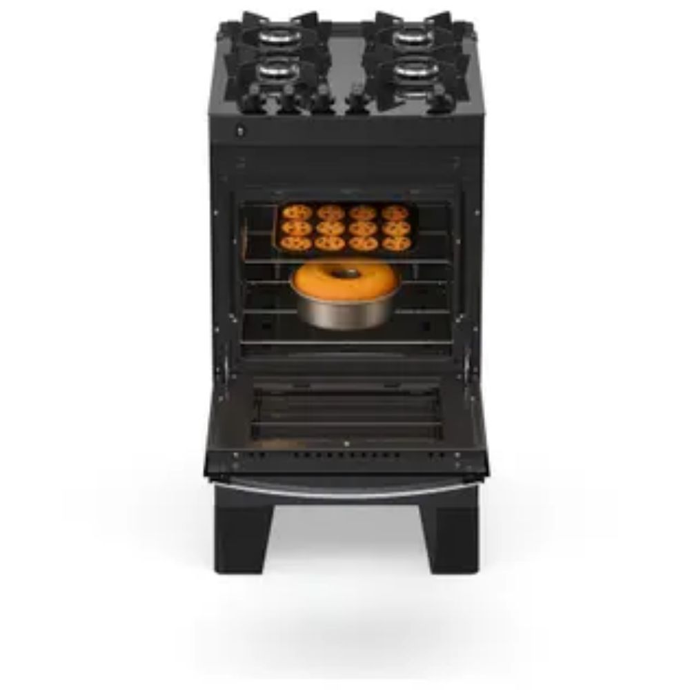 Fogão 4 Bocas Atlas Automático Milão Fast Glass Mesa de Vidro Preto