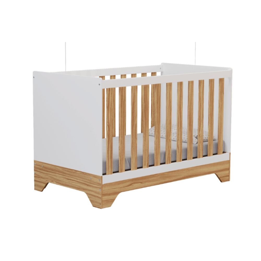 Berço Peroba Popy Retrô Branco/Amêndoa