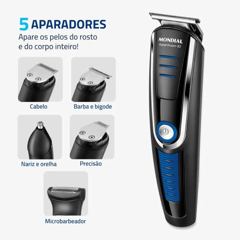 Aparador de Pelos Mondial SuperGroom BG-03 10 em 1
