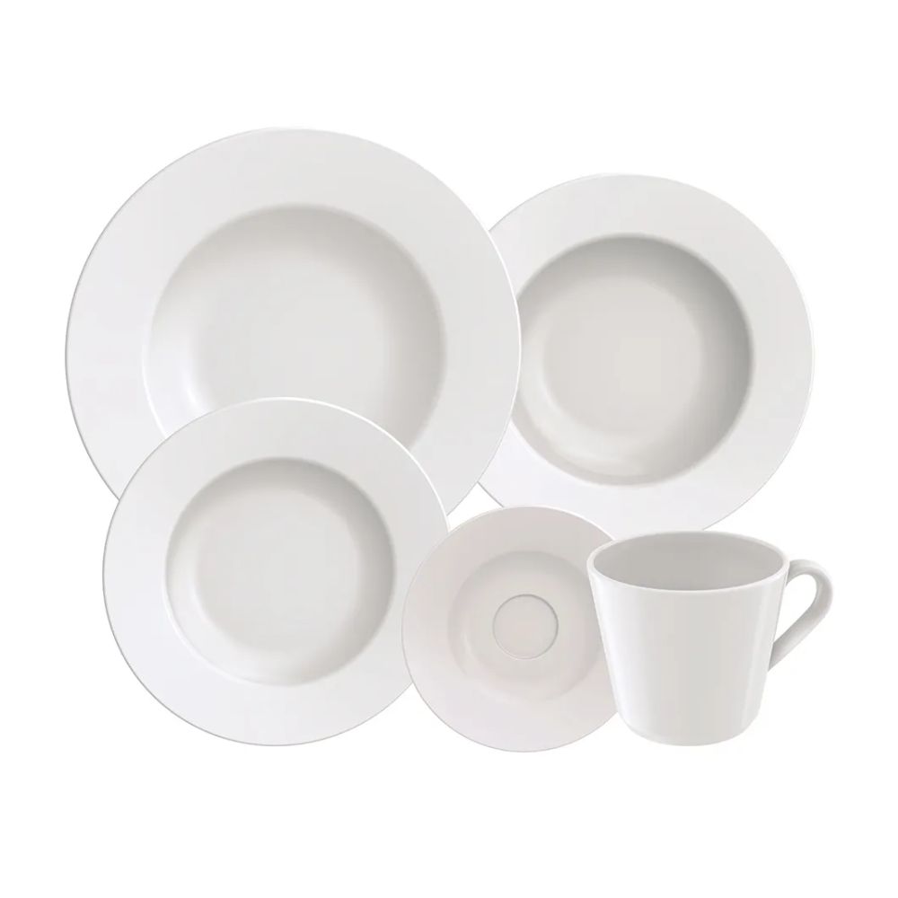 Aparelho de Jantar Aba Larga Porcelana 20 Peças Branco Tramontina 96900091