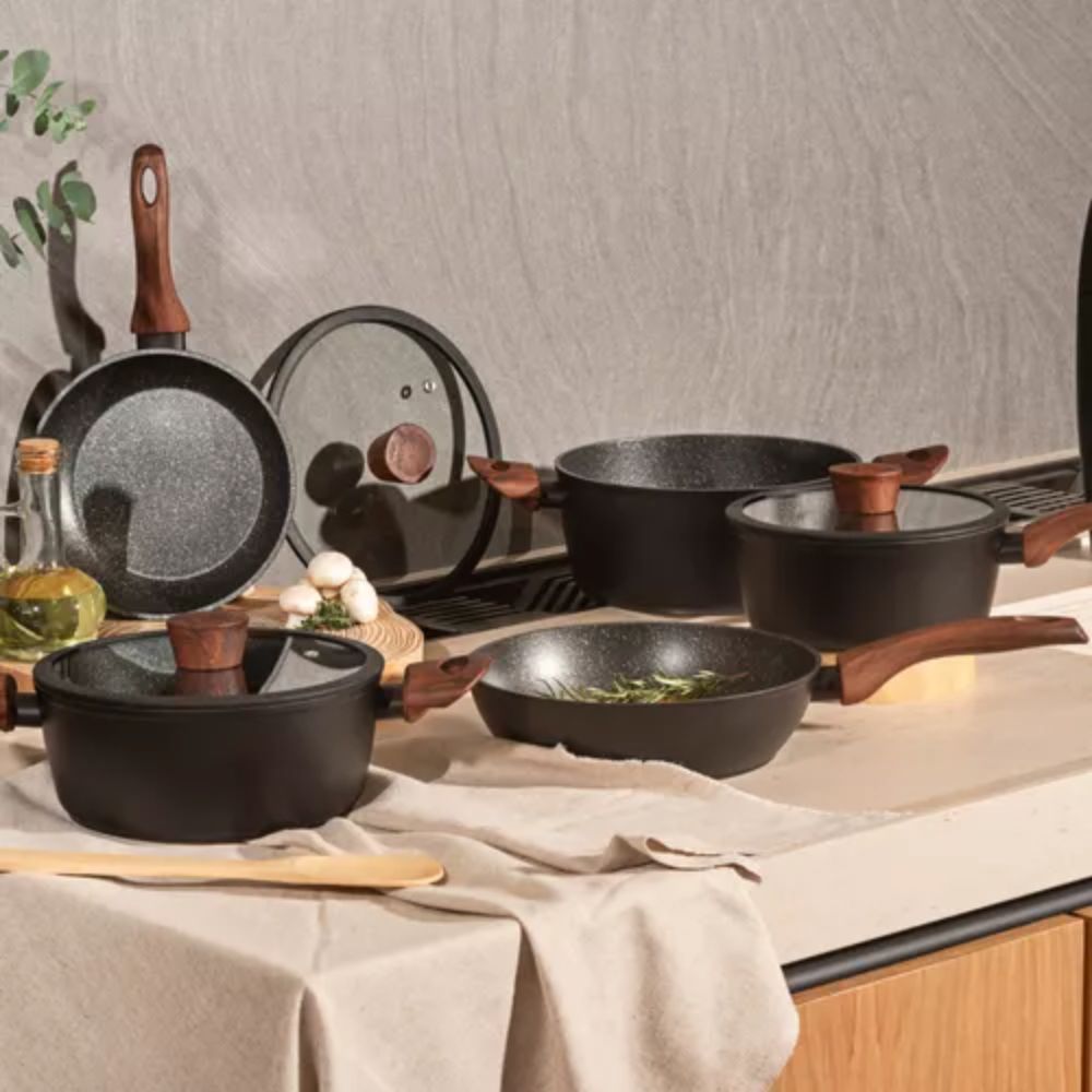 Conjunto de Panelas Brinox Ceramic Life Sirius 6 Peças com Indução Preto