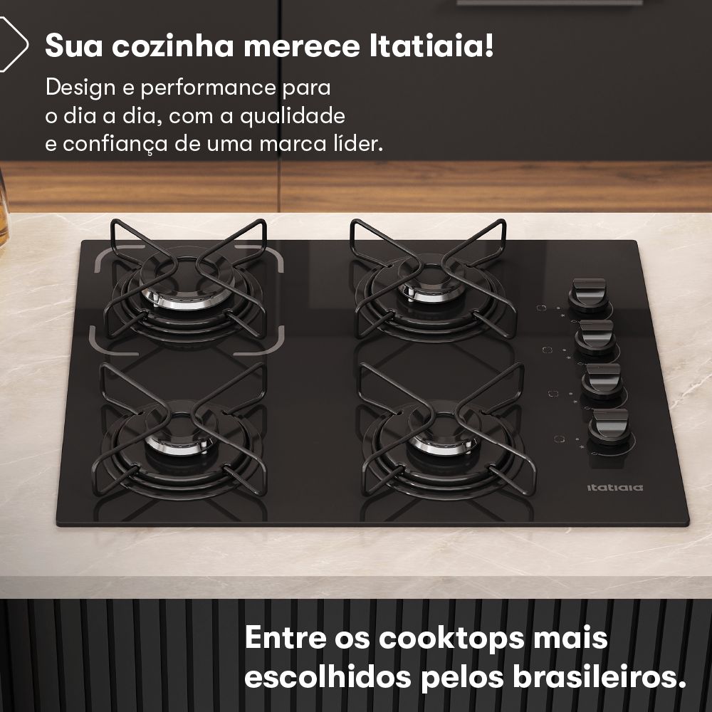 Cooktop Itatiaia Essencial 4 Bocas - Preto