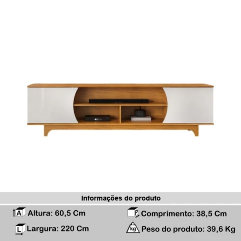 Rack Bancada DJ Móveis Ector 2 Portas Cedro Bali