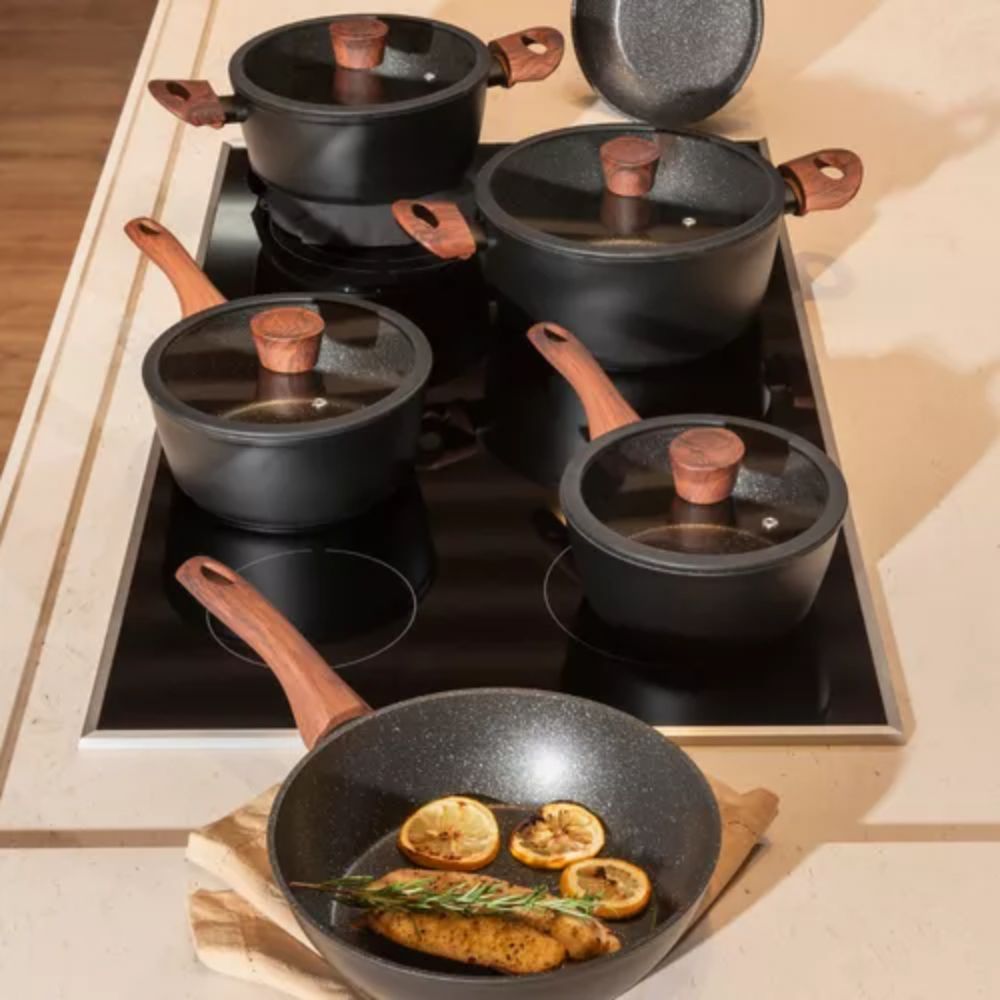 Conjunto de Panelas Brinox Ceramic Life Sirius 6 Peças com Indução Preto