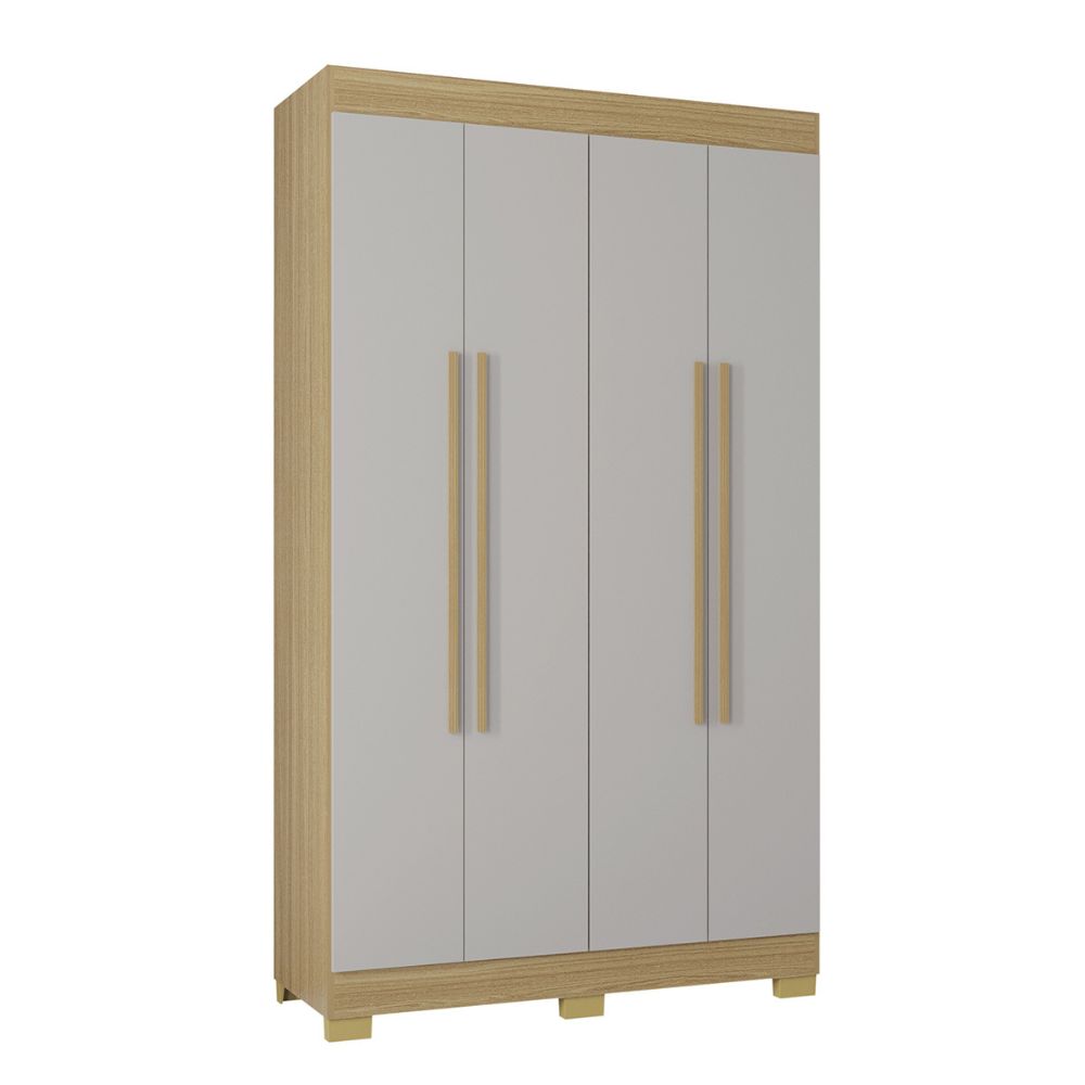 Guarda Roupa Poquema Barcelona 4 Portas 2 Gavetas Damasco/Off White