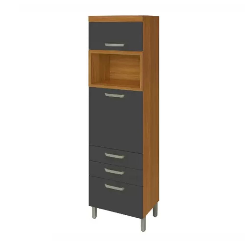 Paneleiro 2 Portas 3 Gavetas Nesher Princesa 64cm MDF Freijó/Grafite