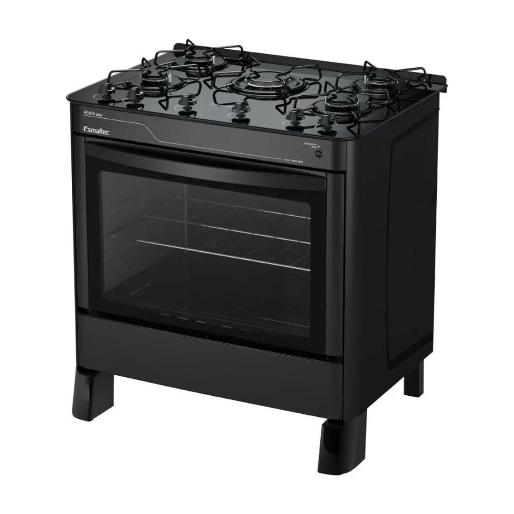 Fogão Esmaltec Agata Glass 5 Bocas 5090 Preto