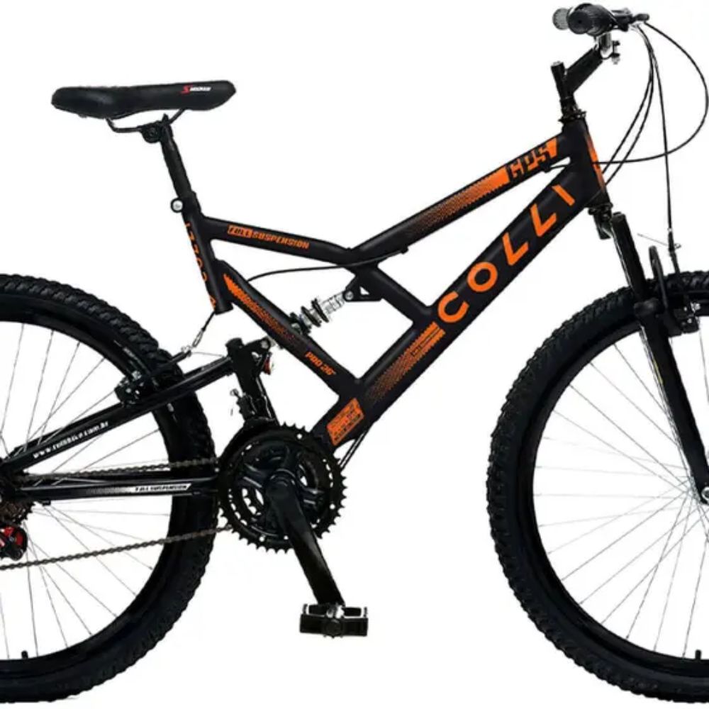 Bicicleta Colli GPS DP Aro 26 21M Preto Fosco/Laranja Neon