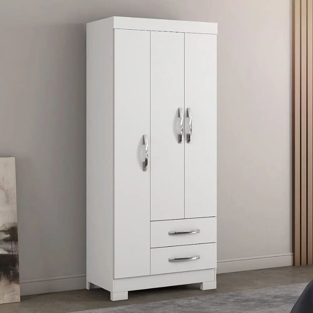 Guarda Roupa Notavel Nt 5000 3 Portas Branco New/Rosa