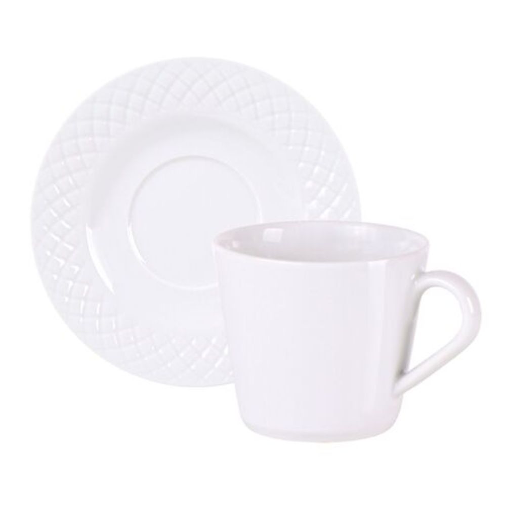 Conjunto Xícara e Pires de Chá Tramontina Ingrid em Porcelana Decorada 185 ml
