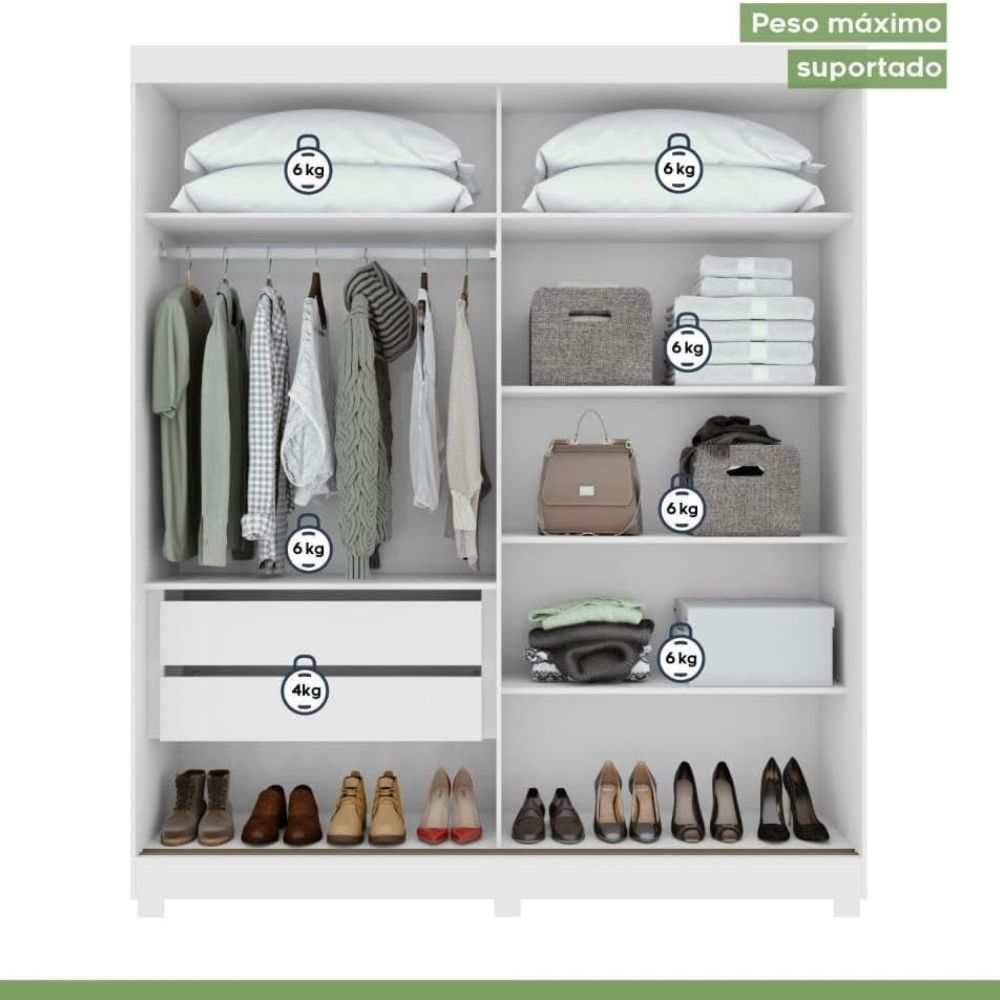 Guarda-Roupa Lopas Zeine 2 Portas Branco