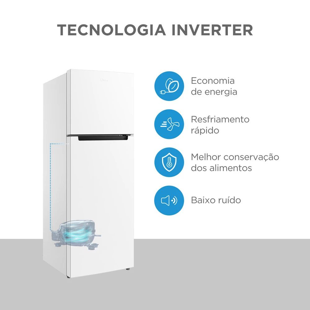 Geladeira Cycle Defrost Duplex 410L Inverter Branca Midea