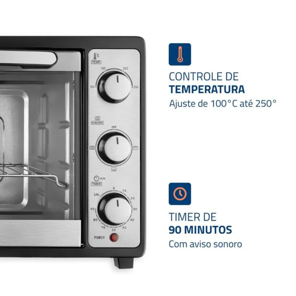  Forno Elétrico Mondial Grand Family II FR-52 52L