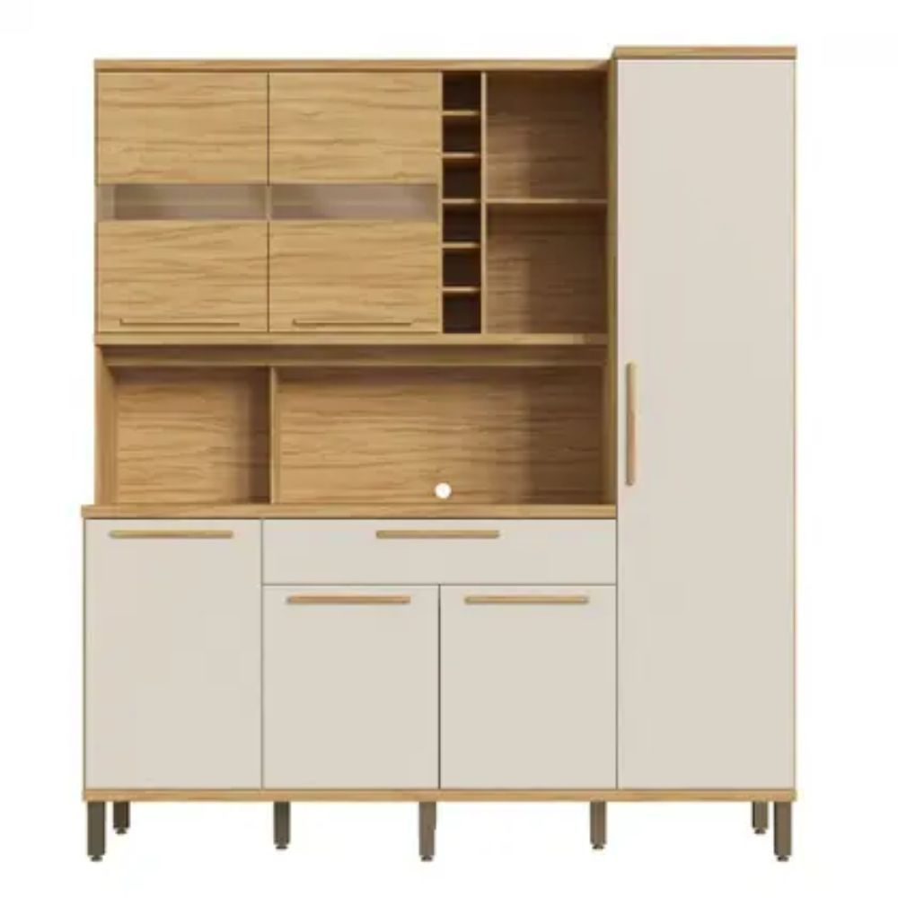 Cozinha Compacta Touriga 6 Portas 1 Gaveta 100% MDF com Vidro