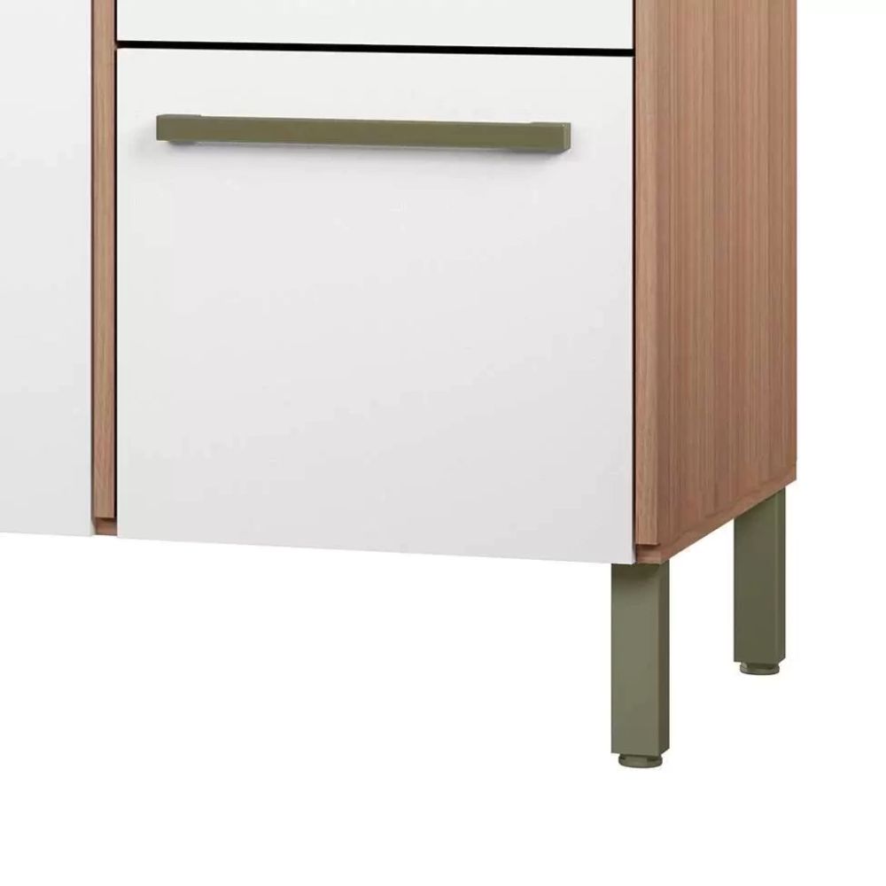 Balcão Madine Marina 2 Portas 3 Gavetas Montana/Branco