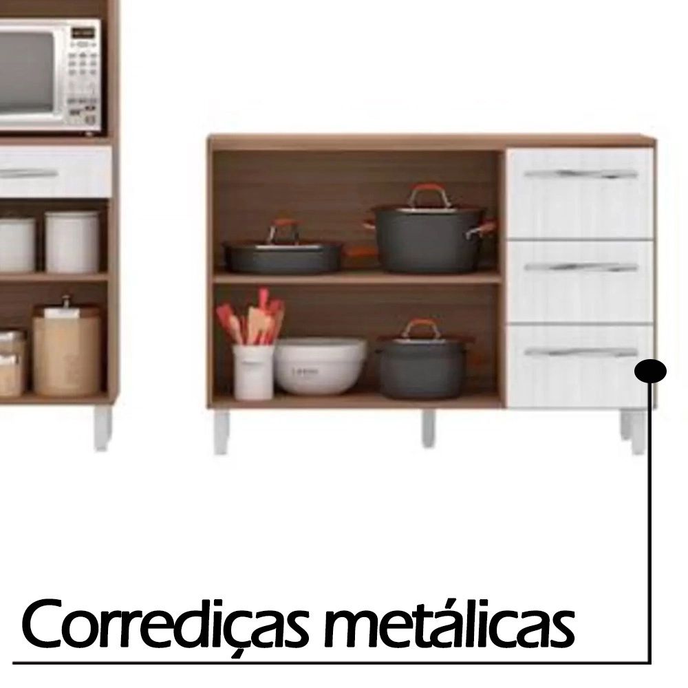Cozinha Madine Bella Reflecta com Balcão Carol Montana/Branco