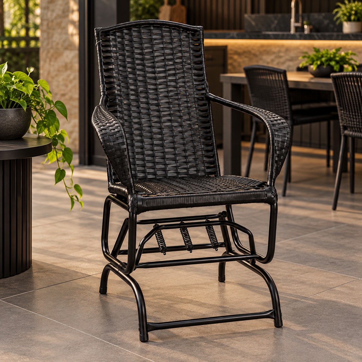 Cadeira de Balanço J Santos Nylon  3 Molas Preta
