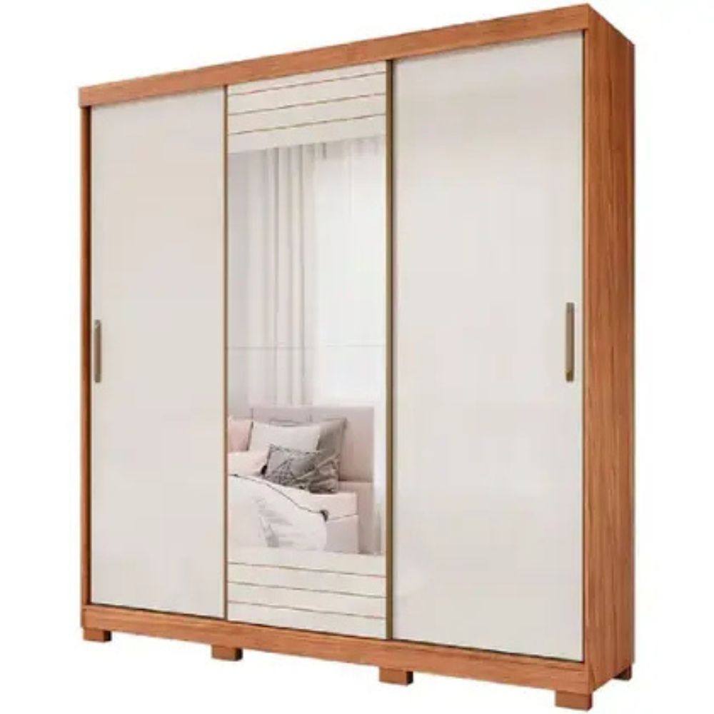 Guarda-Roupa Búzios Casal 3 Portas de Correr 4 Gavetas Panan