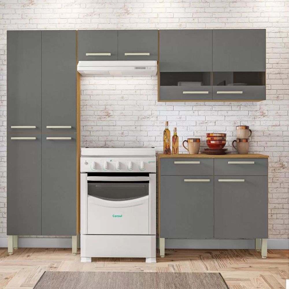 Cozinha Ambiente Nala 4 Peças Freijó Gris Kits Paraná