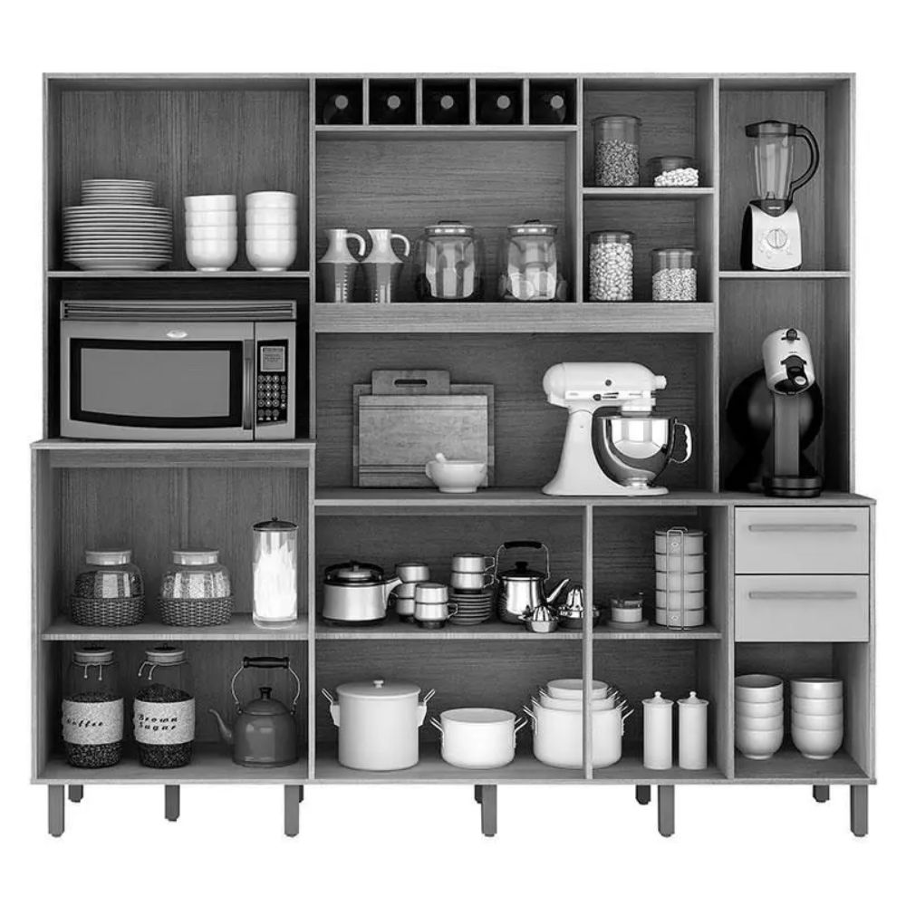 Armário de Cozinha Valdemóveis Petra 10 Portas 3 Gavetas Branco