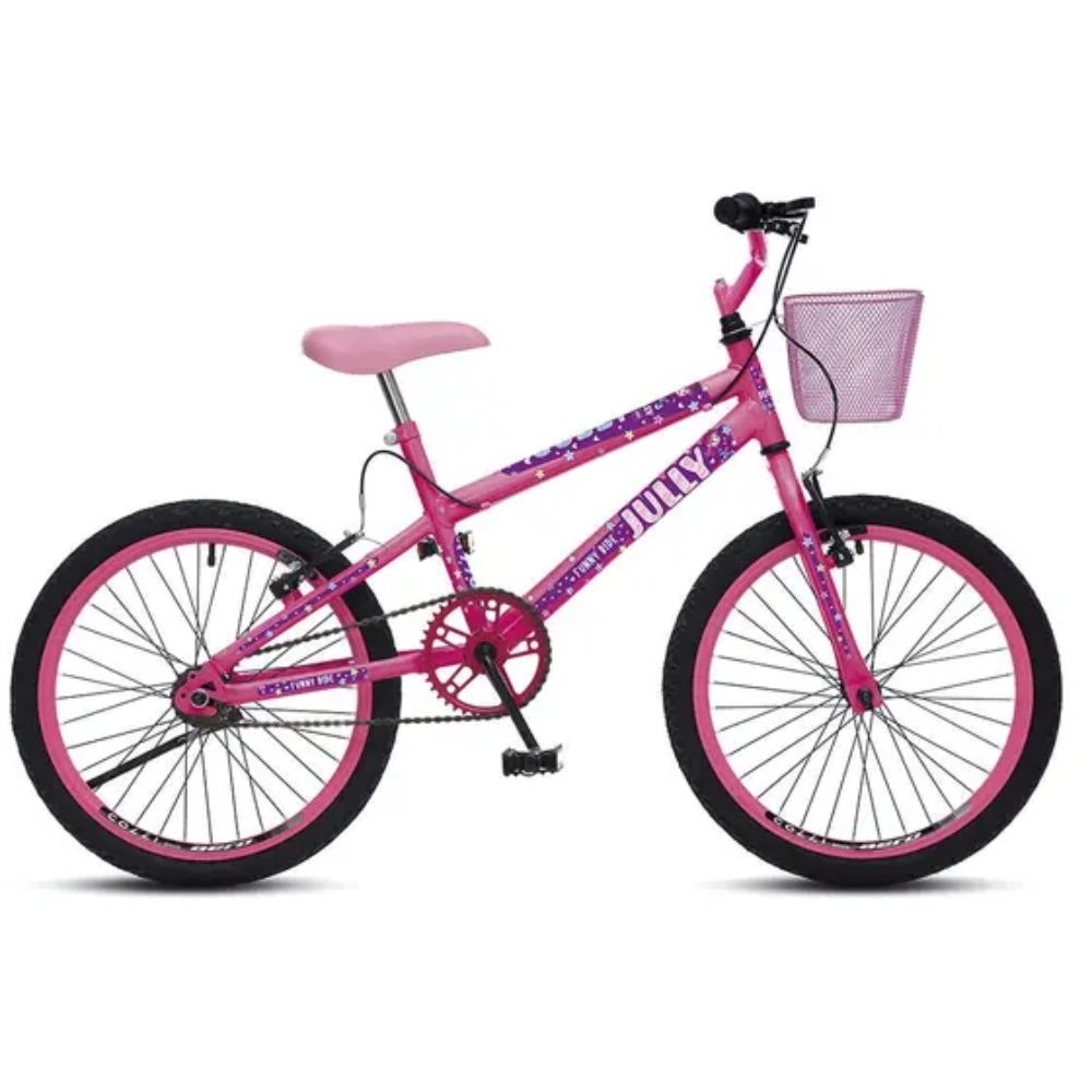Bicicleta Colli Jully Aro 20 Sem Marcha Feminina Rosa Neon