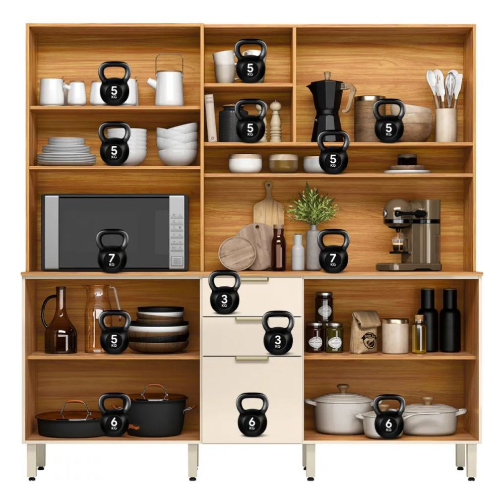 Cozinha Completa Demóbile Amora 10 Portas 2 Gavetas Cinamomo / Off White