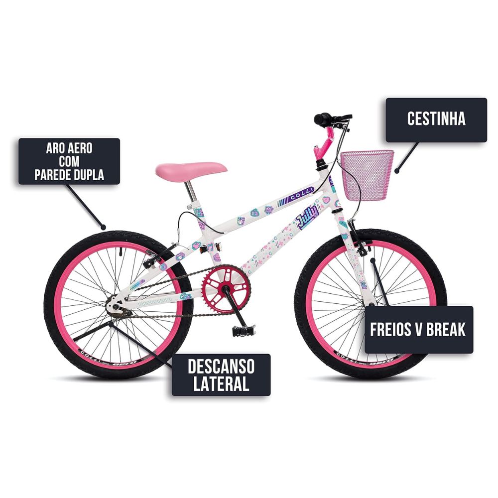 Bicicleta Colli Infantil Jully Aro 20 Branco