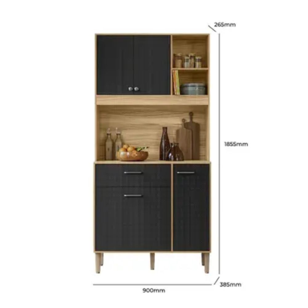 Cozinha Compacta Erva Doce 90 4 Portas 1 Gaveta Freijó/Preto Esfera - Nicioli